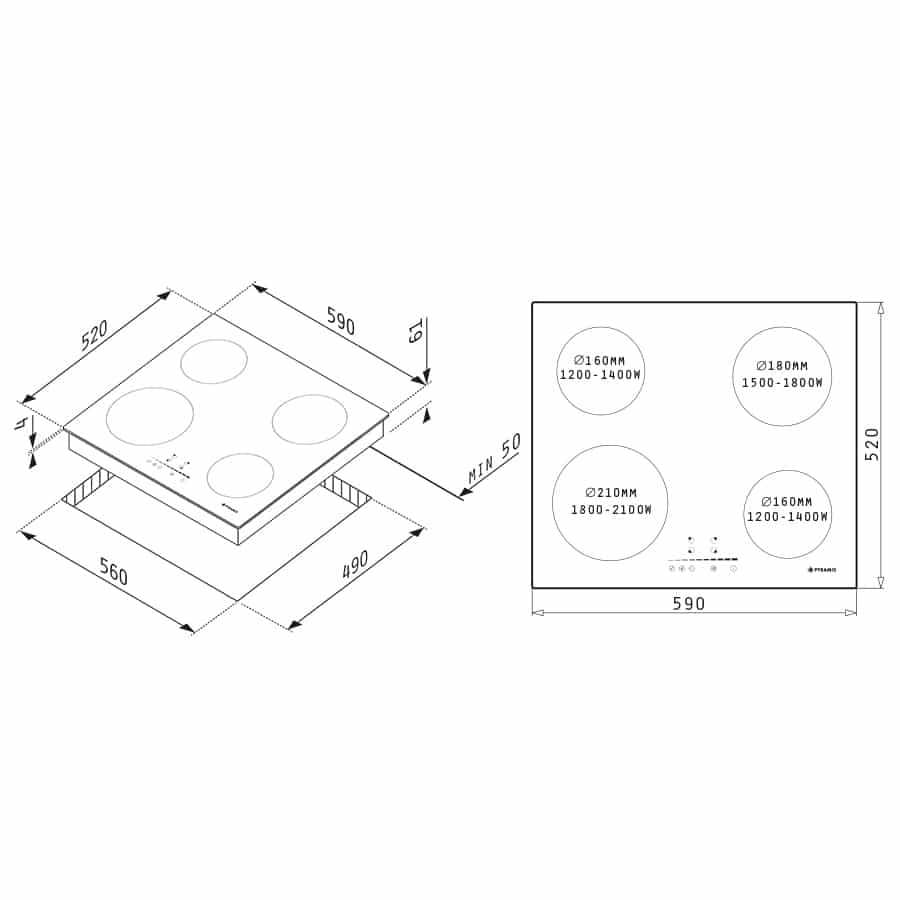 Pyramis 58IN 4011 Επαγωγική Εστία Αυτόνομη 59x52εκ. 034023801 ΕΩΣ 12 ΔΟΣΕΙΣ - Image 2