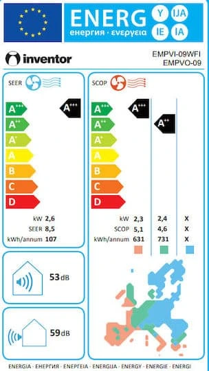 Inventor Emperor EMPVI(W)-09WFI/EMPVO(W)-09 Κλιματιστικό ΛΕΥΚΟ Inverter 9000 BTU A+++/A++ με Ιονιστή και WiFi - Image 2