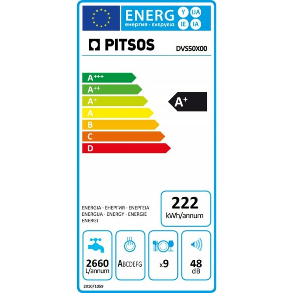 PITSOS DVS50X00 Πλυντήριο Πιάτων Εντοιχιζόμενο A+ ΕΩΣ 12 ΔΟΣΕΙΣ - Image 3