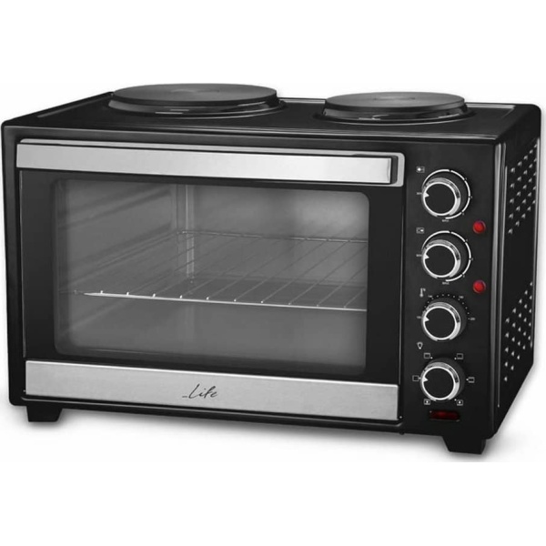 LIFE 221-0162 Kouzinaki 382 Ηλεκτρικό Φουρνάκι 38lt με 2 Εστίες και Αέρα ΕΩΣ 12 ΔΟΣΕΙΣ