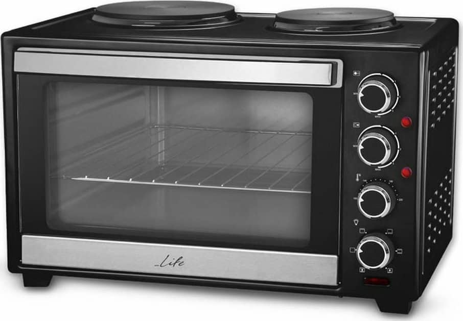 LIFE 221-0162 Kouzinaki 382 Ηλεκτρικό Φουρνάκι 38lt με 2 Εστίες και Αέρα ΕΩΣ 12 ΔΟΣΕΙΣ