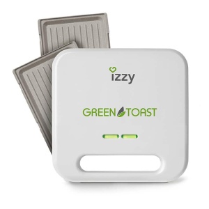 Izzy IZ-2010 Green Toast Τοστιέρα με Αποσπώμενες Πλάκες για 2 Τοστ 800W Λευκή ΕΩΣ 12 ΔΟΣΕΙΣ