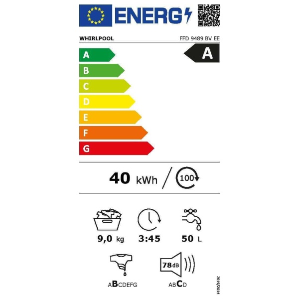 Whirlpool FFD 9489 BV Πλυντήριο Ρούχων 9kg 1400 Στροφών ΕΩΣ 12 ΔΟΣΕΙΣ - Image 5