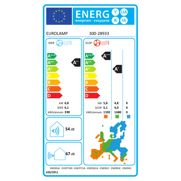 EUROLAMP AERE 300-28933 ΚΛΙΜΑΤΙΣΤΙΚΟ 24000BTU DC INVERTER R32, KC PANEL, IFEEL, GOLDEN FINS, HOTEL MENU, A+++/A++ ΕΩΣ 12 ΔΟΣΕΙΣ - Image 2
