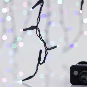 ΣΕΙΡΑ, 100 LED 3mm, 31V ΜΕΤΑΣΧΗΜΑΤΙΣΤΗ, 8 ΠΡΟΓΡΑΜΜΑΤΑ & ΜΝΗΜΗ, ΠΡΑΣΙΝΟ PVC ΚΑΛΩΔΙΟ, OPAL ΧΡΩΜΑΤΙΣΤΟ LED, ΑΝΑ 5cm,  ΠΡΟΕΚΤΑΣΗ ΠΑΡΟΧΗΣ 3m, ΙΡ44