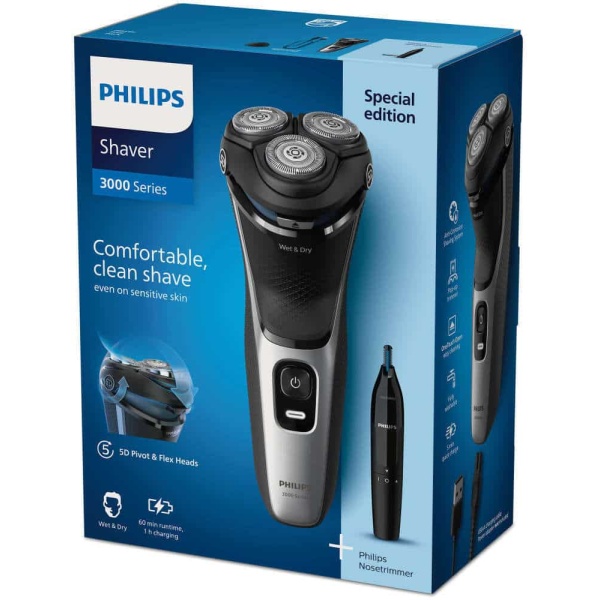 Philips S3143/02 Ξυριστική Μηχανή Προσώπου Επαναφορτιζόμενη ΕΩΣ 12 ΔΟΣΕΙΣ