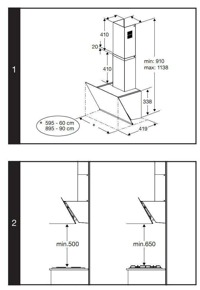 Beko Απορροφητήρας Καμινάδα 90cm Μαύρος BHCA96641BFBHS - Image 3