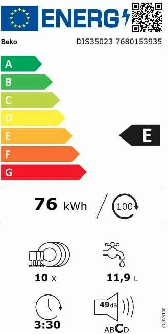 Beko DIS35023 Πλήρως Εντοιχιζόμενο Πλυντήριο Πιάτων για 10 Σερβίτσια Π44.8xY81.8εκ. - Image 7