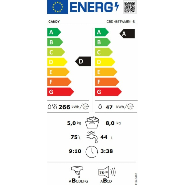 CANDY CBD 485TWME/1-S Πλυντήριο-Στεγνωτήριο Ρούχων Εντοιχιζόμενο 8kg/5kg A/D ΕΩΣ 12 ΔΟΣΕΙΣ - Image 3