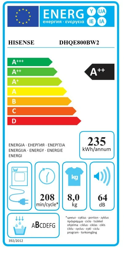 Hisense DHQE800BW2 Στεγνωτήριο 8kg A++ με Αντλία Θερμότητας (ΕΩΣ 12 ΔΟΣΕΙΣ) - Image 2