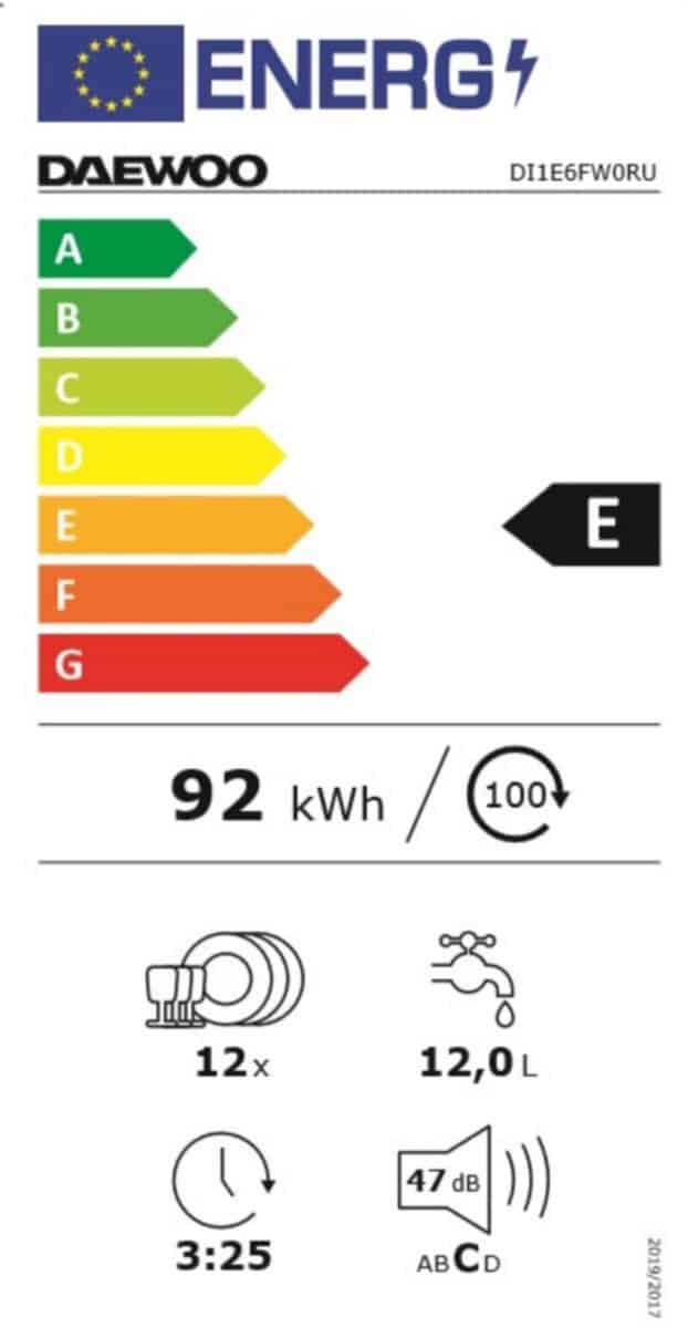 Daewoo DI1E6FW0RU Πλήρως Εντοιχιζόμενο Πλυντήριο Πιάτων για 12 Σερβίτσια Π60xY82εκ. (ΕΩΣ 12 ΔΟΣΕΙΣ) - Image 4