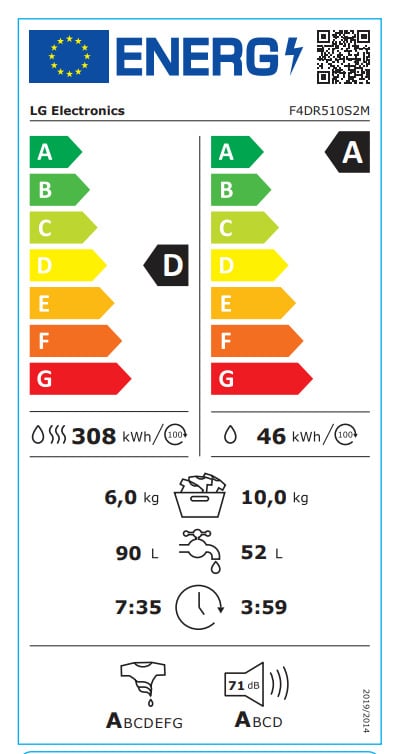 LG F4DR510S2M Πλυντήριο-Στεγνωτήριο Ρούχων 10kg/6kg Ατμού 1400 Στροφές ΕΩΣ 12 ΔΟΣΕΙΣ - Image 2