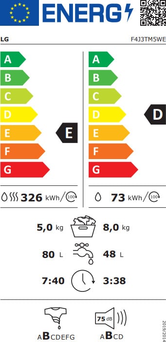 LG F4J3TM5WE Πλυντήριο-Στεγνωτήριο Ρούχων 8kg/5kg 1400 Στροφές ΕΩΣ 12 ΔΟΣΕΙΣ - Image 3