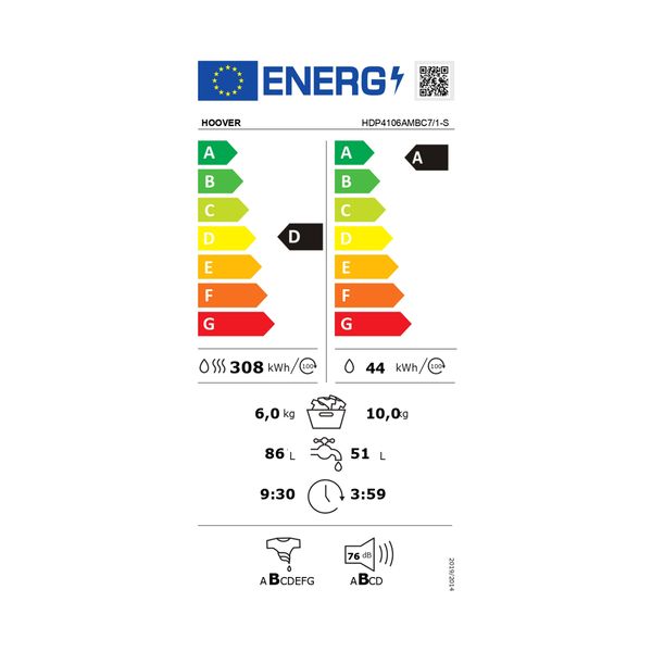 Hoover Πλυντήριο-Στεγνωτήριο HDP4106AMBC7/1-S 10/6kg - Image 2
