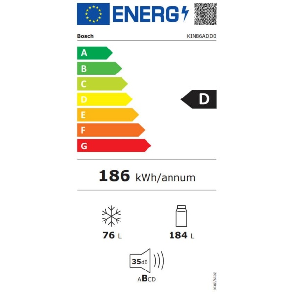 Bosch KIN86ADD0 Εντοιχιζόμενος Ψυγειοκαταψύκτης 260lt Total NoFrost Υ177.2xΠ55.8xΒ54.8εκ. ΕΩΣ 12 ΔΟΣΕΙΣ - Image 2