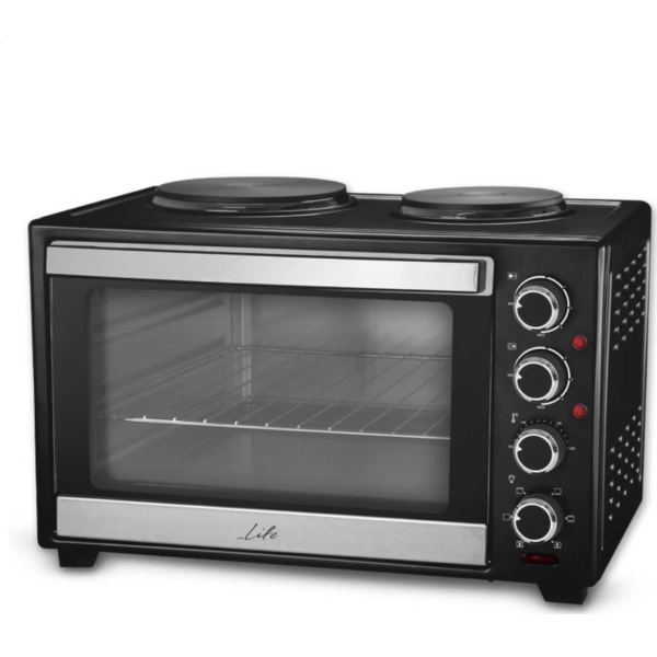 Life Kouzinaki 302 Ηλεκτρικό Φουρνάκι 30lt με 2 Εστίες και Αέρα ΕΩΣ 12 ΔΟΣΕΙΣ