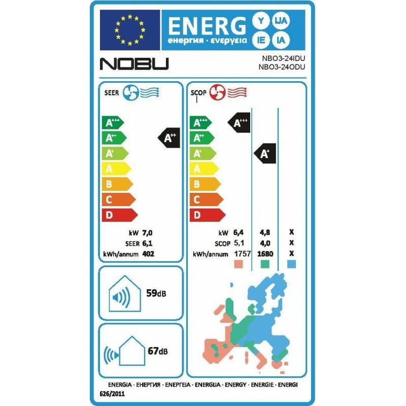 NOBU Kiku NBKU2VI32-24WFRB/NBKU2VO32-24B Κλιματιστικό Τοίχου Inverter 24000btu A++/A+ ΕΩΣ 12 ΔΟΣΕΙΣ - Image 4