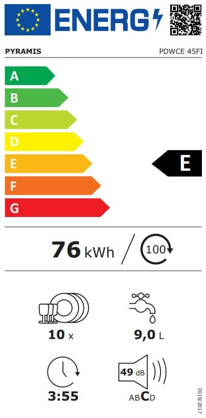 Pyramis PDWCE 45FI Πλήρως Εντοιχιζόμενο Πλυντήριο Πιάτων για 10 Σερβίτσια Π45εκ. (ΕΩΣ 12 ΔΟΣΕΙΣ) - Image 2