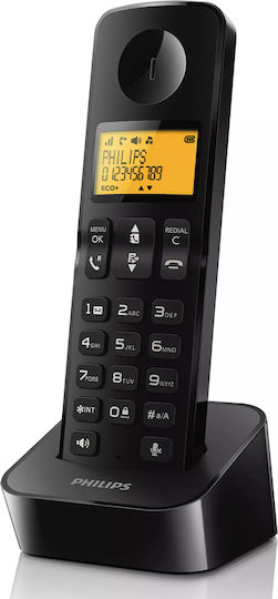 Philips D2601B-34 Ασύρματο Τηλέφωνο με Ελληνικό Μενού Μαύρο