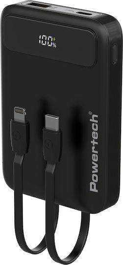 Powertech Power Bank PT-1417 10000mAh 22.5W με Θύρα USB-A και Θύρα USB-C Power Delivery / Quick Charge 3.0 Μαύρο