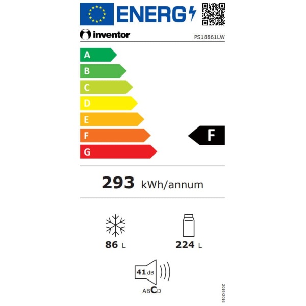 Inventor PS18861LW Ψυγειοκαταψύκτης 310lt Total NoFrost Λευκός ΕΩΣ 12 ΔΟΣΕΙΣ - Image 2