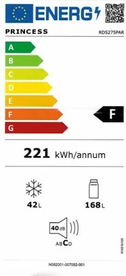 Princess Ψυγείο Δίπορτο 210lt Υ143xΠ55xΒ55εκ. Inox RDS275EPAR - Image 2