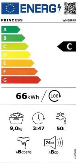 Princess WMBT9PAR Πλυντήριο Ρούχων 9kg με Τεχνολογία Ατμού 1400 Στροφών - Image 2