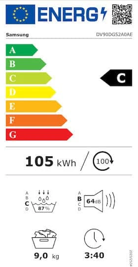 Samsung DV90DG52A0AELE Στεγνωτήριο 9kg A+++ με Αντλία Θερμότητας - Image 2