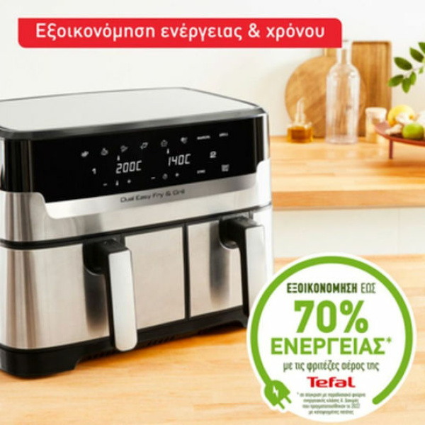Tefal Easy Fry Air Fryer με Διπλό Αποσπώμενο Κάδο 8.3lt Ασημί EY905D - Image 4