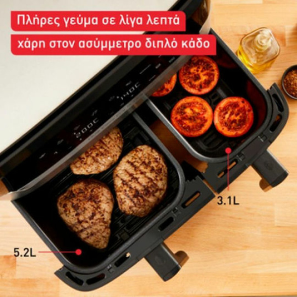 Tefal Easy Fry Air Fryer με Διπλό Αποσπώμενο Κάδο 8.3lt Ασημί EY905D - Image 2