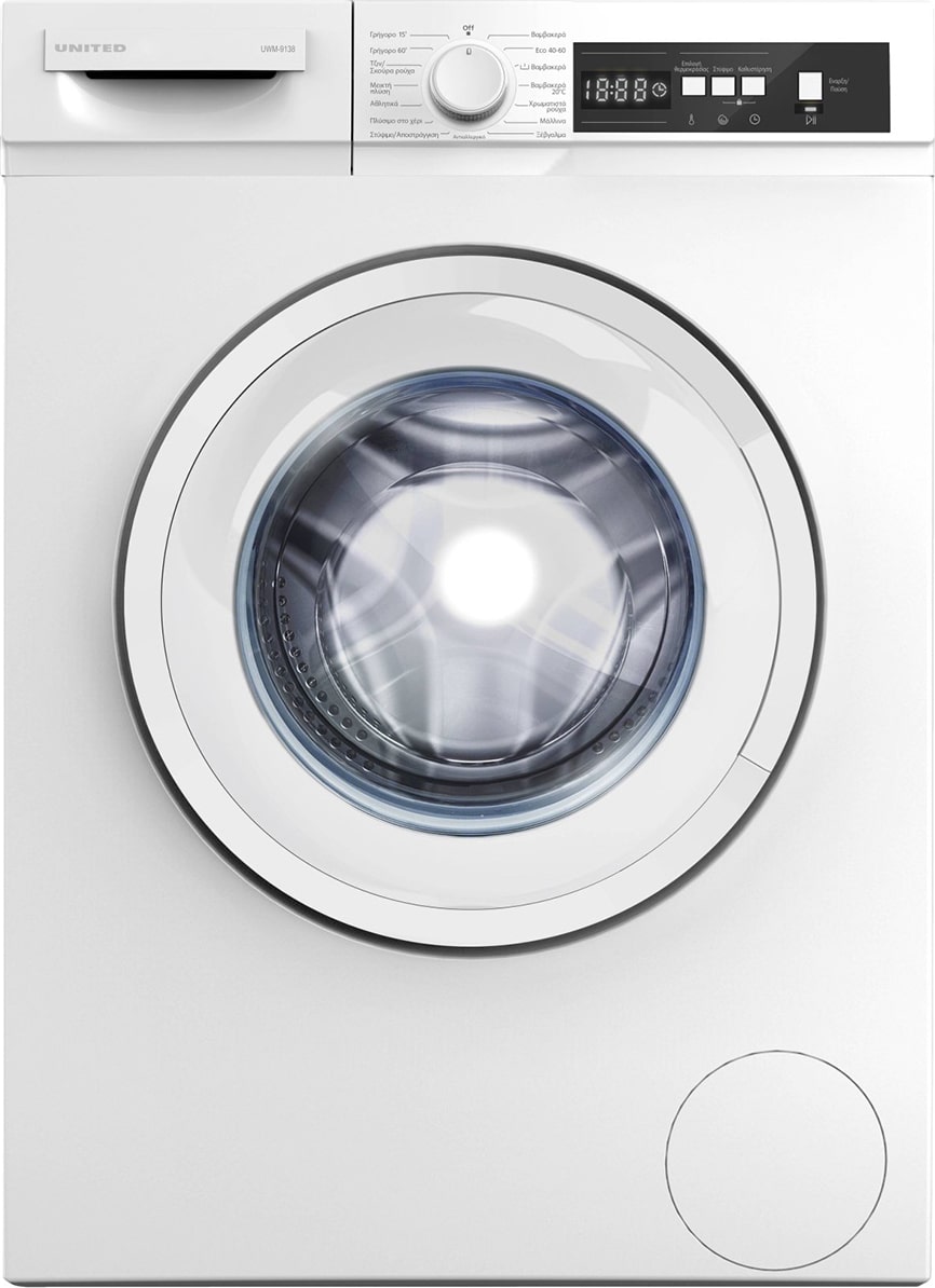 UNITED UWM-9138 Πλυντήριο Ρούχων 9kg D ΕΩΣ 12 ΔΟΣΕΙΣ