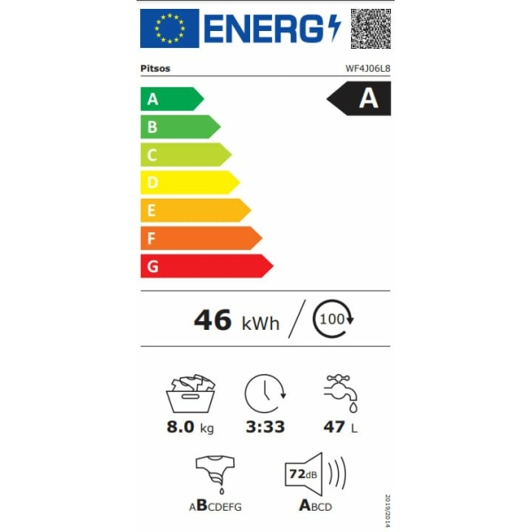 Pitsos WF4J06L8 Πλυντήριο Ρούχων 8kg 1400 Στροφών (EΩΣ 12 ΔΟΣΕΙΣ) - Image 2