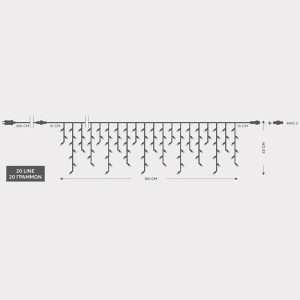 ΒΡΟΧΗ, 100 LED 3mm, 31V ΜΕΤΑΣΧΗΜΑΤΙΣΤΗ, 4 ΕΠΕΚΤΑΣΕΙΣ ΩΣ 3 ΣΕΤ,  ΔΙΑΦΑΝΟ PVC ΚΑΛΩΔΙΟ, ΜΠΛΕ LED, (180x60cm 3/7/4/6), ΠΡΟΕΚΤΑΣΗ ΠΑΡΟΧΗΣ 3m, ΙΡ44
