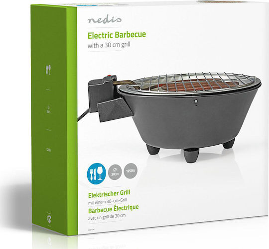 Nedis Round 30 Επιτραπέζια Ηλεκτρική Ψησταριά Σχάρας 1250W με Ρυθμιζόμενο Θερμοστάστη 30x30εκ. BBQE112BK - Image 10