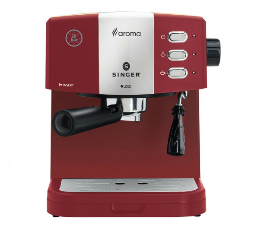 ΚΑΦΕΤΙΕΡΑ ΦΙΛΤΡΟΥ SINGER AROMA ES-851R 850W ΚΟΚΚΙΝΗ 20BAR ΕΩΣ 12 ΔΟΣΕΙΣ