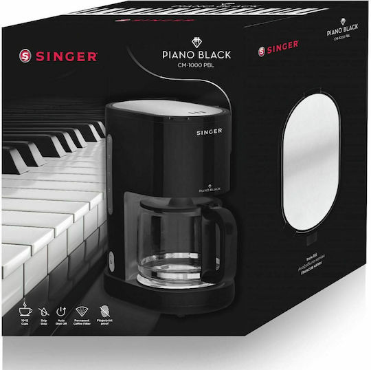 ΚΑΦΕΤΙΕΡΑ ΦΙΛΤΡΟΥ SINGER PIANO CM-1000PBL 1000W BLACK ΕΩΣ 12 ΔΟΣΕΙΣ - Image 2