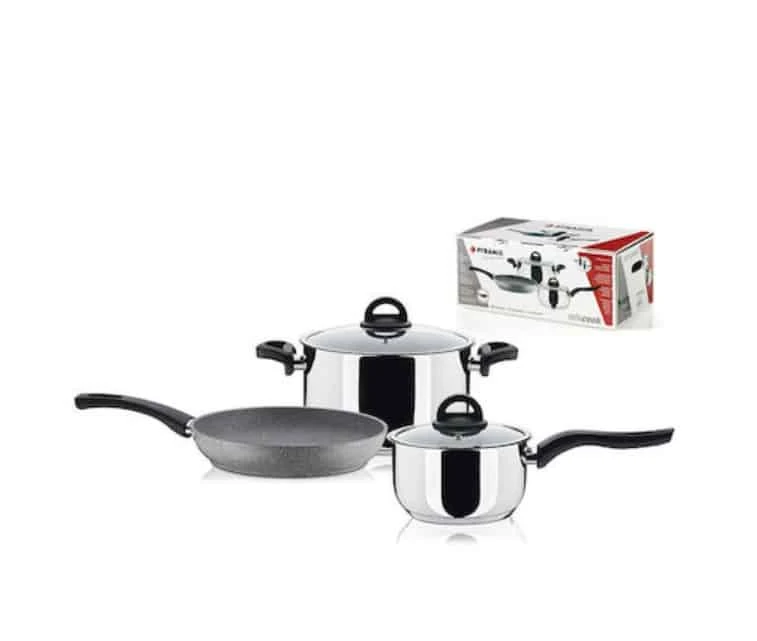 Pyramis Mix Cook Σετ Μαγειρικά Σκεύη από Ανοξείδωτο Ατσάλι Ασημί 015700301 3τμχ (ΕΩΣ 12 ΔΟΣΕΙΣ)