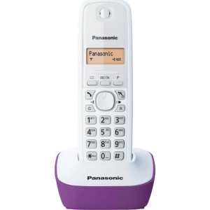 Panasonic KX-TG1611GRF Ασύρματο Τηλέφωνο με Ελληνικό Μενού Λευκό-Μώβ