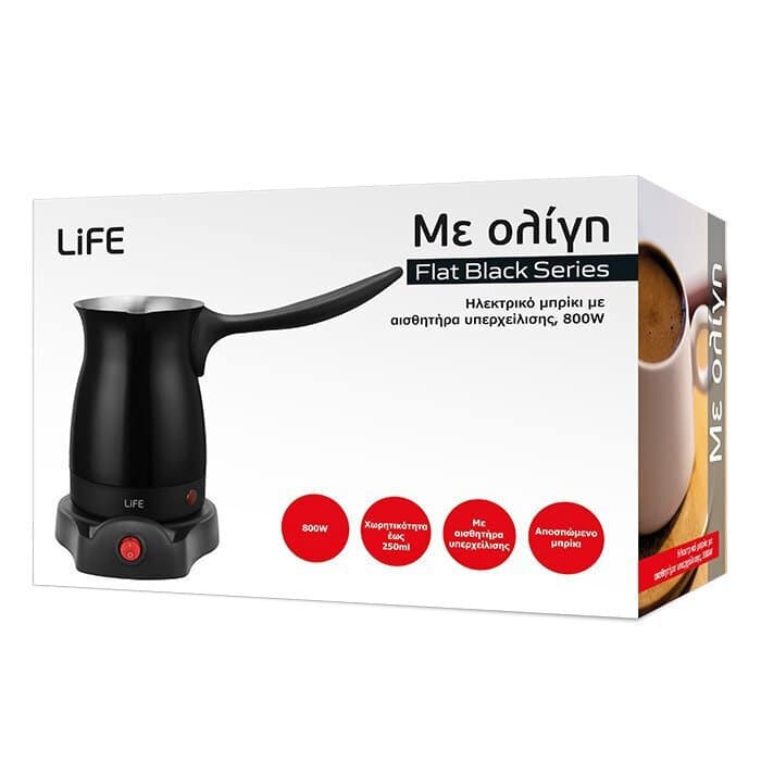 Life Με Ολίγη Ηλεκτρικό Μπρίκι 800W με Χωρητικότητα 250ml Μαύρο (221-0435) (ΕΩΣ 12 ΔΟΣΕΙΣ) - Image 2