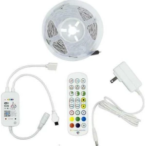Eurolamp Smart Ταινία LED Wi-Fi 12V RGB Φως 5m Τύπου SMD5050 με Τροφοδοτικό, Τηλεχειριστήριο & WiFi Controller (145-70043)