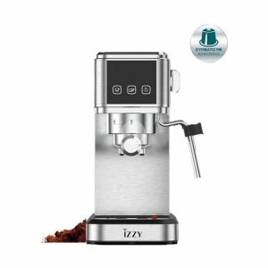 Izzy Ημιαυτόματη Μηχανή Espresso 1350W Πίεσης 20bar Ασημί IZ-6015 (ΕΩΣ 12 ΔΟΣΕΙΣ)